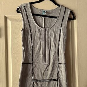 Marciano Grey Sleeveless Dress with Beaded Trim